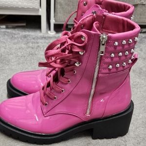 Pink studded boots